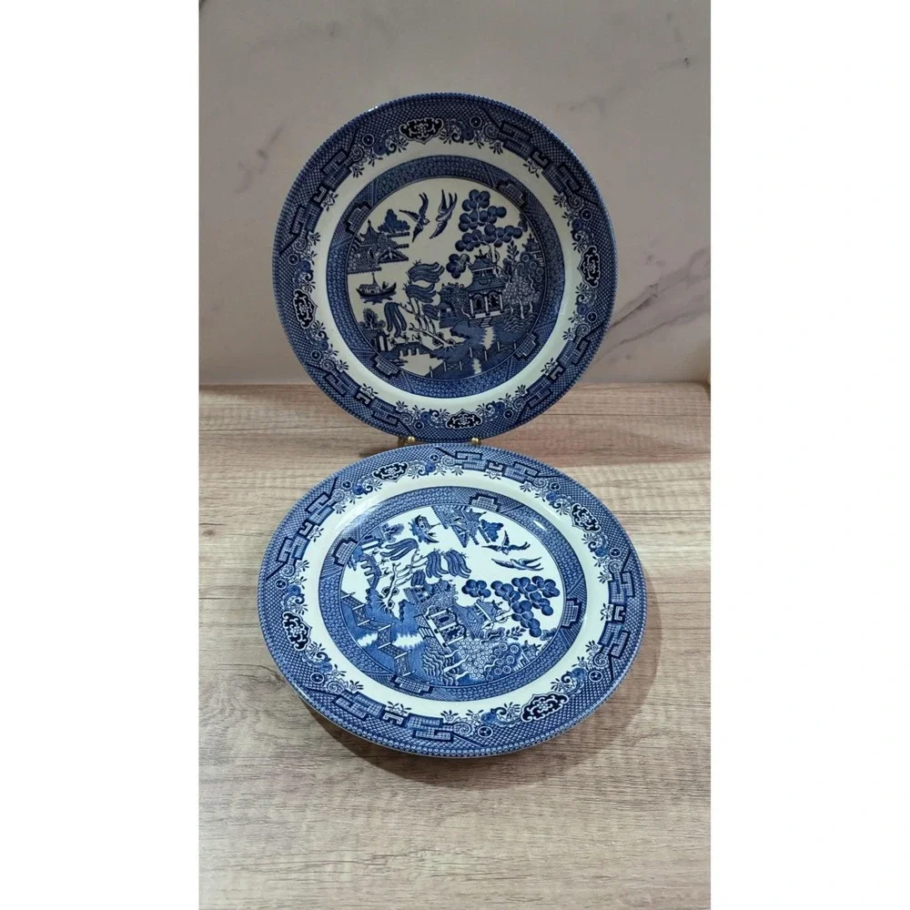 Churchill Willow Blue 10.25-Inch Dinner Plates Set Of 2 Made‎ In England